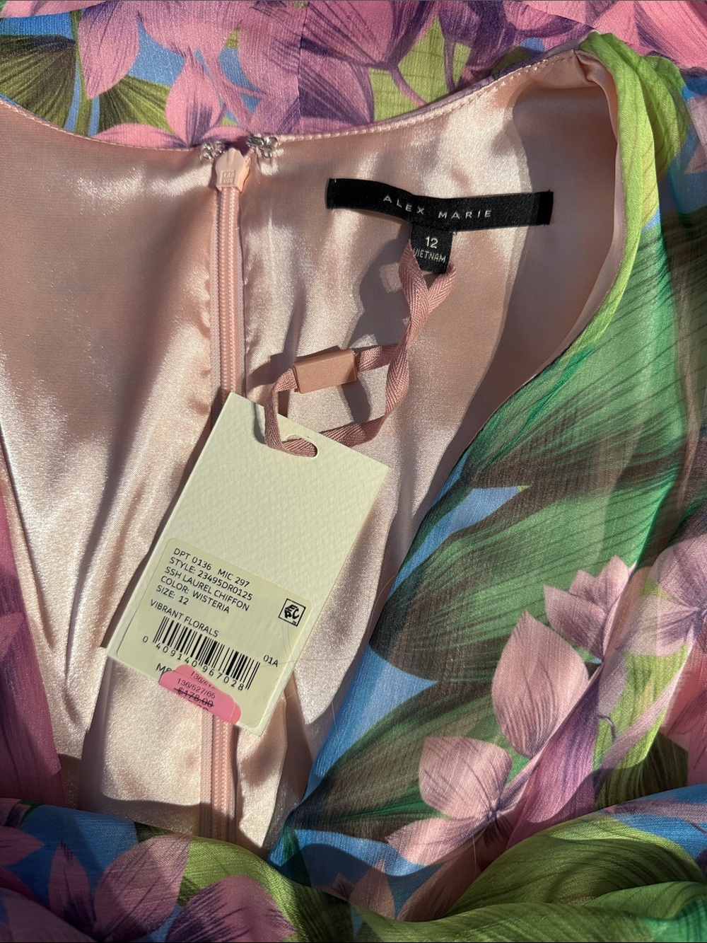 Alex Marie Pink Green Blue Floral Mini Dress - Picture 4 of 4